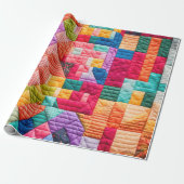Farbenfrohe Patchwork-Quilt Geschenkpapier (Ungerollt)