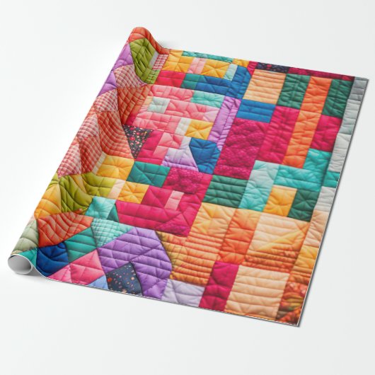 Farbenfrohe Patchwork-Quilt Geschenkpapier (Ungerollt)