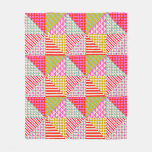 Farbenfrohe Patchwork-Sherpa-Couchdecke Fleecedecke