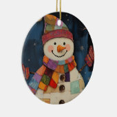Farbenfrohe Patchwork Snowman Weihnachtsschmuck (Rechts)