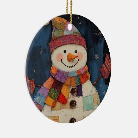 Farbenfrohe Patchwork Snowman Weihnachtsschmuck (Rechts)