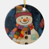 Farbenfrohe Patchwork Snowman Weihnachtsschmuck (Vorne)