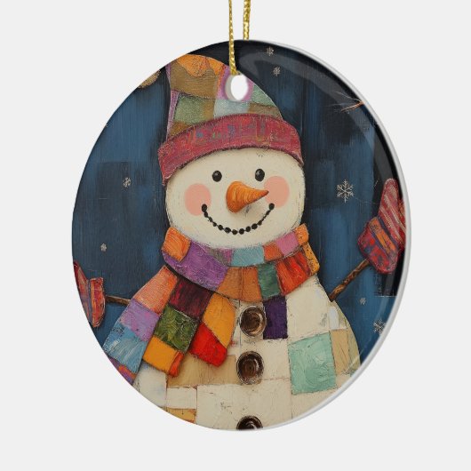 Farbenfrohe Patchwork Snowman Weihnachtsschmuck (Links)