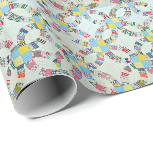 Farbenfrohe Patchwork-Steppdecke Geschenkpapier (Rolleneckpunkt)