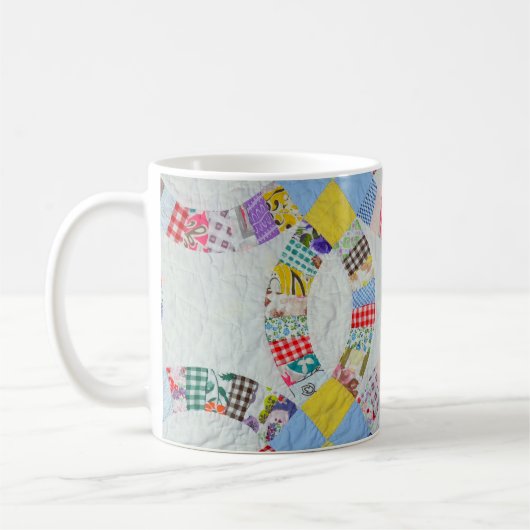 Farbenfrohe Patchwork-Steppdecke Kaffeetasse (Links)