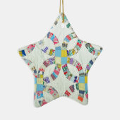 Farbenfrohe Patchwork-Steppdecke Keramik Ornament (Rechts)