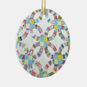 Farbenfrohe Patchwork-Steppdecke Keramikornament (Rechts)