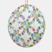 Farbenfrohe Patchwork-Steppdecke Keramikornament (Links)