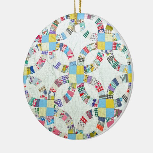 Farbenfrohe Patchwork-Steppdecke Keramikornament (Links)