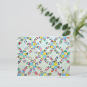 Farbenfrohe Patchwork-Steppdecke Postkarte (Stehend Vorderseite)