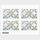 Farbenfrohe Patchwork-Steppdecke Rechteckiger Aufkleber (Blatt)