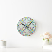 Farbenfrohe Patchwork-Steppdecke Runde Wanduhr (Zuhause)