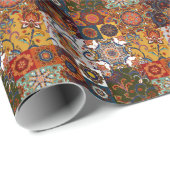 Farbenfrohe Patchwork-Tile: Majolica Pottery Style Geschenkpapier (Rolleneckpunkt)