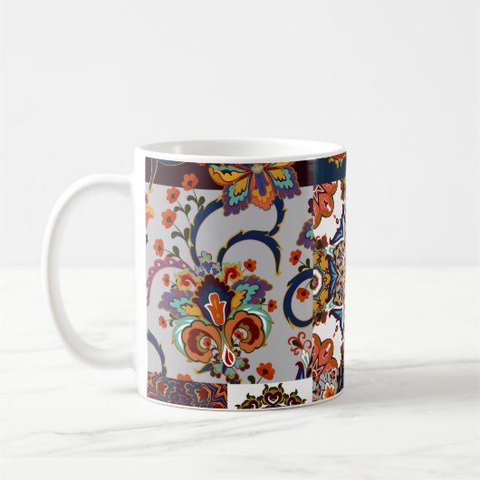 Farbenfrohe Patchwork-Tile: Majolica Pottery Style Kaffeetasse (Links)