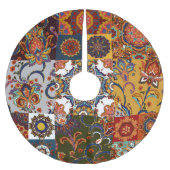 Farbenfrohe Patchwork-Tile: Majolica Pottery Style Polyester Weihnachtsbaumdecke (Vorderseite)