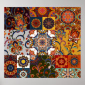 Farbenfrohe Patchwork-Tile: Majolica Pottery Style Poster (Vorne)