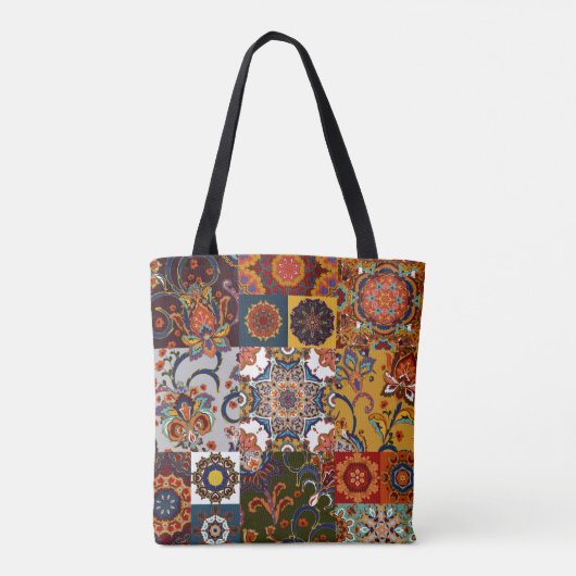 Farbenfrohe Patchwork-Tile: Majolica Pottery Style Tasche (Rückseite)
