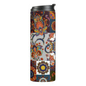 Farbenfrohe Patchwork-Tile: Majolica Pottery Style Thermosbecher (Nach links gedreht)