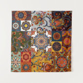 Farbenfrohe Patchwork-Tile: Majolica Pottery Style Wandteppich (Vorderseite (Horizontal))