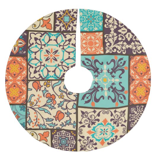 Farbenfrohe Patchwork-Tile: Motive der islamischen Polyester Weihnachtsbaumdecke (Vorderseite)