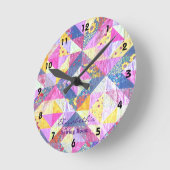 Farbenfrohe Patchwork-Uhr Runde Wanduhr (Winkel)