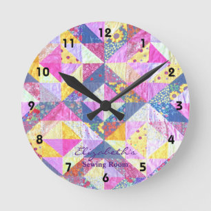 Farbenfrohe Patchwork-Uhr Runde Wanduhr