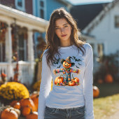 Farbenfrohe Patchwork-Vogelscheuche mit Fledermäus Tri-Blend Shirt