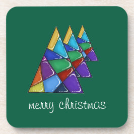 Farbenfrohe Patchwork-Weihnachtsbaum-Untersetzer Getränkeuntersetzer