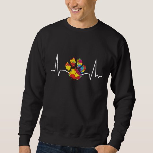 Farbenfrohe Paw Heartbeat-Liebe Tiere Sweatshirt (Vorderseite)