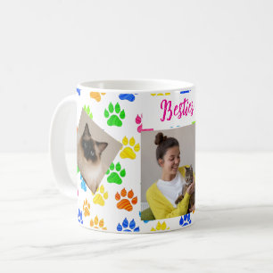 Farbenfrohe Paw Print Custom Foto Tasse für Beglei