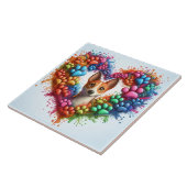 Farbenfrohe Paw Print Herz-Design mit einem spiele Fliese (Seite)