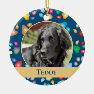 Farbenfrohe Paw Print Pattern Pet Keramik Ornament