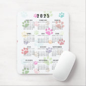 Farbenfrohe Paw Prints 2025 Kalender Mousepad (Mit Mouse)