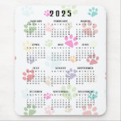 Farbenfrohe Paw Prints 2025 Kalender Mousepad (Vorne)