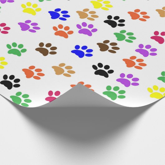 Farbenfrohe Paw Prints | Benutzerdefiniert Geschenkpapier (Ecke)