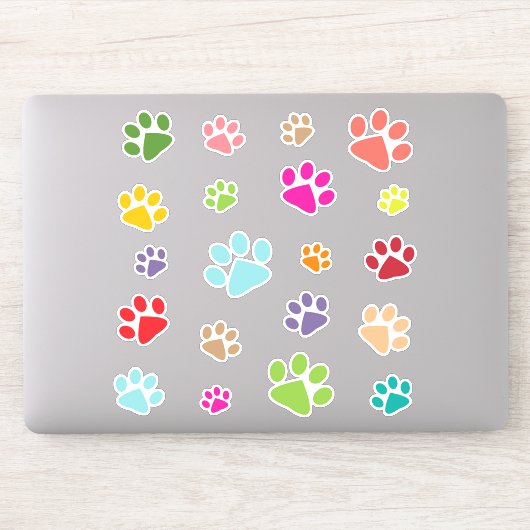 Farbenfrohe Paw Prints Design Controur Sticker (Computer)