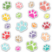 Farbenfrohe Paw Prints Design Controur Sticker (Vorderseite)