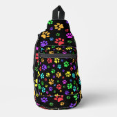 Farbenfrohe Paw Prints Design Crossbody Bag (Vorderseite)