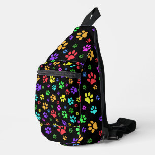 Farbenfrohe Paw Prints Design Crossbody Bag