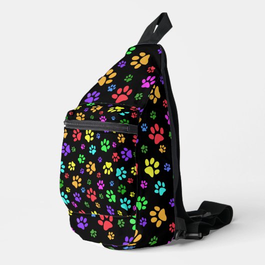 Farbenfrohe Paw Prints Design Crossbody Bag (Rechte Ecke)