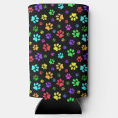Farbenfrohe Paw Prints Design Seltzer kann kühlen Selters Dosenkühler (Rückseite)