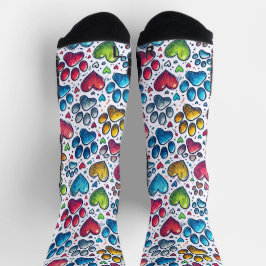 Farbenfrohe Paw Prints Muster Cat Lovers Socks Socken