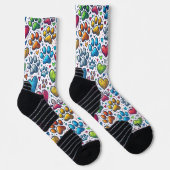 Farbenfrohe Paw Prints Muster Cat Lovers Socks Socken (Rechts)