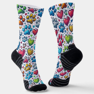Farbenfrohe Paw Prints Muster Cat Lovers Socks Socken