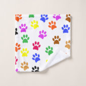 Farbenfrohe Paws Badhandtuch Set (Waschlappen)