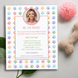 Farbenfrohe Paws Custom Foto Dog Walker Services Flyer