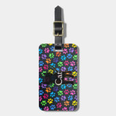 Farbenfrohe Paws Gepäckanhänger (Vorderseite vertikal)