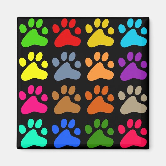 Farbenfrohe Paws Magnet (Vorne)
