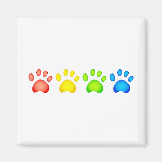 Farbenfrohe Paws Magnet (Vorne)
