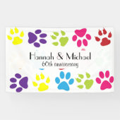 Farbenfrohe Paws, Muster, Hundeschlitten, Jahresta Banner (Horizontal)